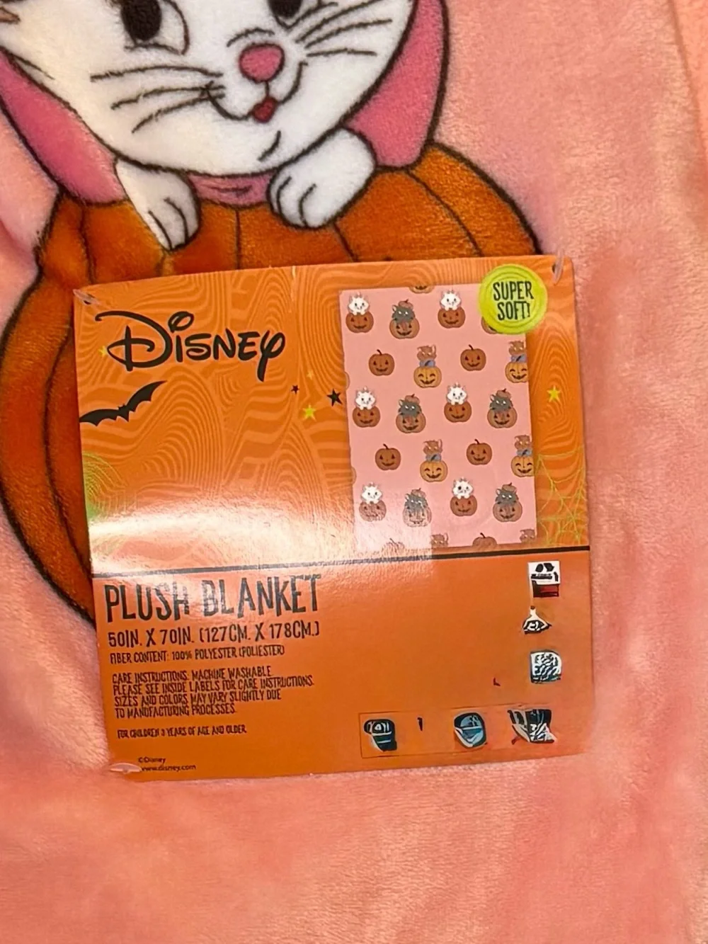 Disney The Aristocats Marie, Toulouse & Berlioz Halloween Pumpkin Plush Throw